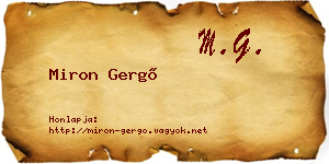 Miron Gergő névjegykártya